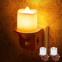 Briignite Candle Night Light, Amber Night Lights Plug into Wall 2 Pack