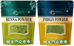 brijbooti natural dye for black hair - henna and indigo powder combo - chemical-free 400 g