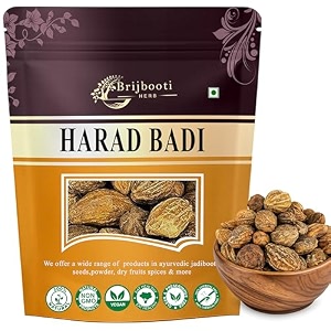 brijbooti natural harad badi whole - 200 gm - kadukkai - karakkaya - yellow terminalia chebula haritaki  fssai gmp iso certified