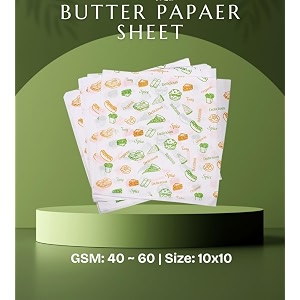 brillar butter paper roll for kitchen food wrap - premium non-stick butter wrapping paper  greaseproof heat-resistant parchment100 sheet with size 10x11 inch