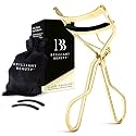Brilliant Beauty Eyelash Curler - Stainless Steel, Satin Bag, 2 Refill Pads