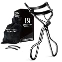 Brilliant Beauty Eyelash Curler - Stainless Steel, Satin Bag, 2 Refill Pads