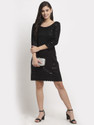BRINNS Women A-line Black Knee Length Dress