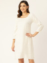 BRINNS Women A-line White Knee Length Dress