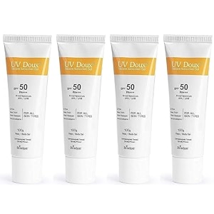 uv doux silicone sunscreen gel spf 50 paindias no1 dermatologist recommended brandinvitroin-vivo testeduvauvb protection benzene freeno white cast oily amp acne-prone skin 100 g pack of 4
