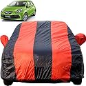 Brio Dustproof Car Cover with Mirror Pockets, Red Blue Stripes, Taffeta Polyster,Triple Stitched, Compatible with Honda Brio Car Cover (2013 to 2024), Brio Car Accessories