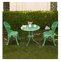 BRISHI Cast Aluminium Garden Patio Seating Chair and Table Set for Balcony Outdoor Furniture with 1 Table and 2 Chair Set (Green)