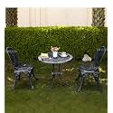 BRISHI Cast Aluminium Garden Patio Seating Chair and Table Set for Balcony Outdoor Furniture with 1 Table and 2 Chair Set (Black)