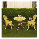 BRISHI Cast Aluminium Garden Patio Seating Chair and Table Set for Balcony Outdoor Furniture with 1 Table and 2 Chair Set (Yellow)