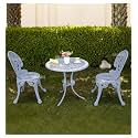 BRISHI Cast Aluminium Garden Patio Seating Chair and Table Set for Balcony Outdoor Furniture with 1 Table and 2 Chair Set (Grey)