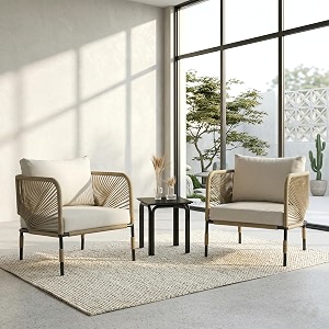brishi garden patio seating chair and table set outdoor balcony garden coffee table set furniture with 1 table and 2 chairs set with cushion white-beige