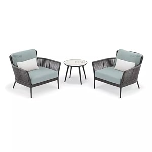 brishi garden patio seating chair and table set outdoor balcony garden coffee table set furniture with 1 table and 2 chairs set with cushion grey
