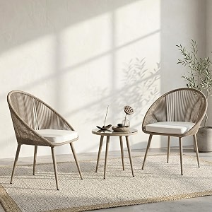 brishi garden patio seating chair and table set outdoor balcony garden coffee table set furniture with 1 table and 2 chairs set with cushion beige-white