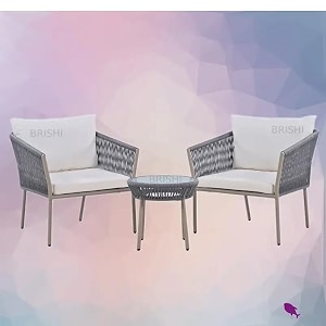 brishi garden patio seating chair and table set outdoor balcony garden coffee table set furniture with 1 table and 2 chairs set with cushion grey-white