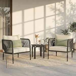 brishi garden patio seating chair and table set outdoor balcony garden coffee table set furniture with 1 table amp 2 chairs set with cushion dark grey