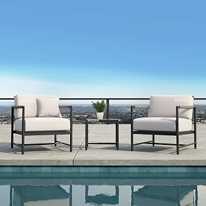 brishi garden patio seating chair and table set outdoor balcony garden coffee table set furniture with 1 table and 2 chairs set with cushion braid and rope grey