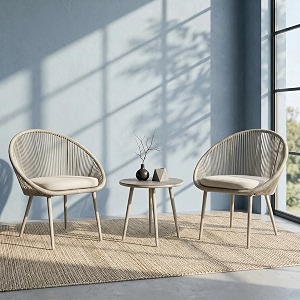 brishi garden patio seating chair and table set outdoor balcony garden coffee table set furniture with 1 table and 2 chairs set with cushion light grey