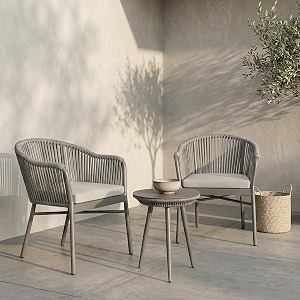 brishi garden patio seating chair and table set outdoor balcony garden coffee table set furniture with 1 table and 2 chairs set with cushion light-grey
