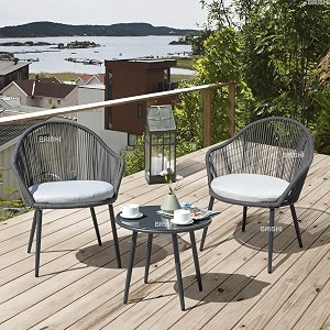 brishi garden patio seating chair and table set outdoor balcony garden coffee table set furniture with 1 table and 2 chairs set with cushion gray