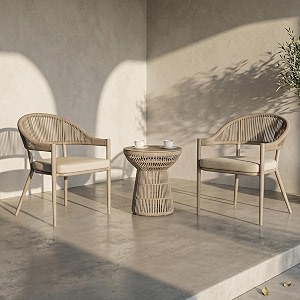 brishi garden patio seating chair and table set outdoor balcony garden coffee table set furniture with 1 table and 2 chairs set with cushion beige