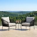 BRISHI Garden Patio Seating Chair and Table Set Outdoor Balcony Garden Coffee Table Set Furniture with 1 Table and 2 Chairs Set with Cushion ('Black')