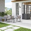 BRISHI Garden Patio Seating Chair and Table Set Outdoor Balcony Garden Coffee Table Set Furniture with 1 Table and 2 Chairs Set with Cushion (Ivory Grey)