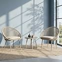 BRISHI Garden Patio Seating Chair and Table Set Outdoor Balcony Garden Coffee Table Set Furniture with 1 Table and 2 Chairs Set with Cushion (Light Grey.)