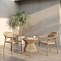 BRISHI Garden Patio Seating Chair and Table Set Outdoor Balcony Garden Coffee Table Set Furniture with 1 Table and 2 Chairs Set with Cushion (Brown)