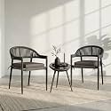 BRISHI Garden Patio Seating Chair and Table Set Outdoor Balcony Garden Coffee Table Set Furniture with 1 Table and 2 Chairs Set with Cushion (Dark-Grey)