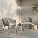 BRISHI Garden Patio Seating Chair and Table Set Outdoor Balcony Garden Coffee Table Set Furniture with 1 Table and 2 Chairs Set with Cushion (Light-Grey)