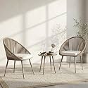 BRISHI Garden Patio Seating Chair and Table Set Outdoor Balcony Garden Coffee Table Set Furniture with 1 Table and 2 Chairs Set with Cushion (Grey- White)