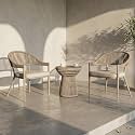 BRISHI Garden Patio Seating Chair and Table Set Outdoor Balcony Garden Coffee Table Set Furniture with 1 Table and 2 Chairs Set with Cushion (Beige)