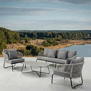 brishi outdoor sofa set  balcony sofa  patio furniture sets  conversation sets  braid amp rope garden sofa set and center table 5 seater -grey