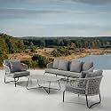 BRISHI Outdoor Sofa Set || Balcony Sofa || Patio Furniture Sets | Conversation Sets | Braid &amp; Rope Garden Sofa Set and Center Table (5 Seater -Grey)