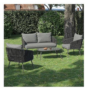 brishi outdoor sofa set  balcony sofa  patio furniture sets  conversation sets  braid amp rope garden 4 seater dark grey