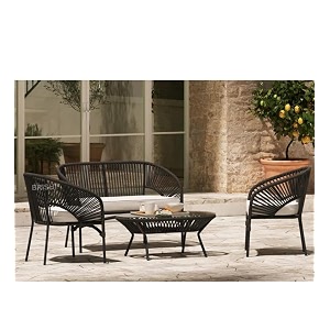 brishi outdoor sofa set  balcony sofa  patio furniture sets  conversation sets  braid amp rope garden sofa set and center table 4 seater- black