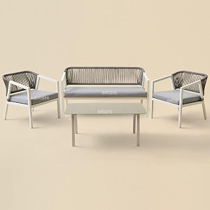 brishi outdoor sofa set  balcony sofa  patio furniture sets  conversation sets  braid amp rope garden sofa set and center table 4 seater-grey