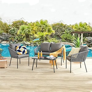 brishi outdoor sofa set  balcony sofa  patio furniture sets  conversation sets  braid amp rope garden 4 seater dark grey