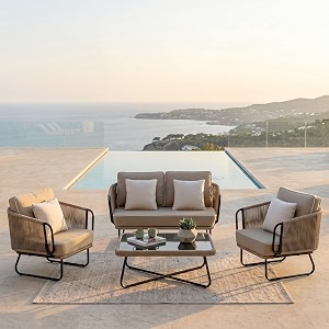 brishi outdoor rope sofa set  balcony sofa  patio conversation sets  braided rope garden sofa set and table 4 seater-beige amp cream