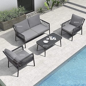 brishi outdoor sofa set  balcony sofa  patio furniture sets  conversation sets  braid amp rope garden sofa set and center table 4 seater sofa- black