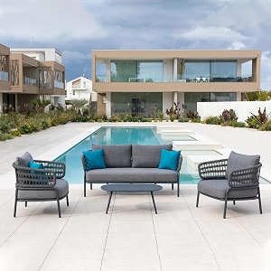 brishi outdoor sofa set  balcony sofa  patio furniture sets  conversation sets  braid amp rope garden sofa set and center table 4 seater dark grey