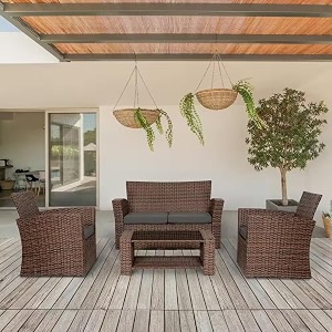 brishi outdoor sofa set  balcony sofa  patio furniture sets  indoor sofa wicker rattan garden sofa set with cushion and center table brown-grey