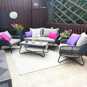 brishi outdoor sofa set  balcony sofa  patio furniture sets  conversation sets  braid amp rope garden 4 seater-grey