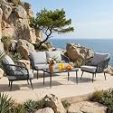 BRISHI Outdoor Sofa Set | Balcony Sofa | Patio Furniture Sets | Conversation Sets | Braid &amp; Rope Garden (4 Seater-Grey.)