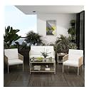 BRISHI Outdoor Sofa Set || Balcony Sofa || Patio Furniture Sets | Conversation Sets | Braid &amp; Rope Garden Sofa Set and Center Table (4 Seater- Beige- Off White)