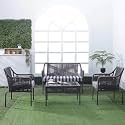 BRISHI Outdoor Sofa Set || Balcony Sofa || Patio Furniture Sets | Conversation Sets | Braid &amp; Rope Garden Sofa Set and Center Table (4 Seater- Grey)