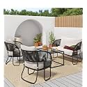 BRISHI Outdoor Sofa Set || Balcony Sofa || Patio Furniture Sets | Conversation Sets | Braid &amp; Rope Garden Sofa Set and Center Table (4 Seater- Black)