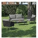 BRISHI Outdoor Sofa Set | Balcony Sofa | Patio Furniture Sets | Conversation Sets | Braid &amp; Rope Garden (4 Seater Dark Grey)