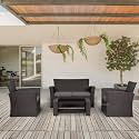 BRISHI Outdoor Sofa Set || Balcony Sofa || Patio Furniture Sets || Indoor Sofa|| Wicker Rattan Garden Sofa Set with Cushion and Center Table (Dark Brown-Grey.)
