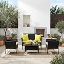 BRISHI Outdoor 4 Seater Sofa Set || Patio Furniture Sets || Balcony Sofa || Indoor Sofa || Wicker Rattan Garden Sofa Set with Cushion and Center Table (Black/Green)